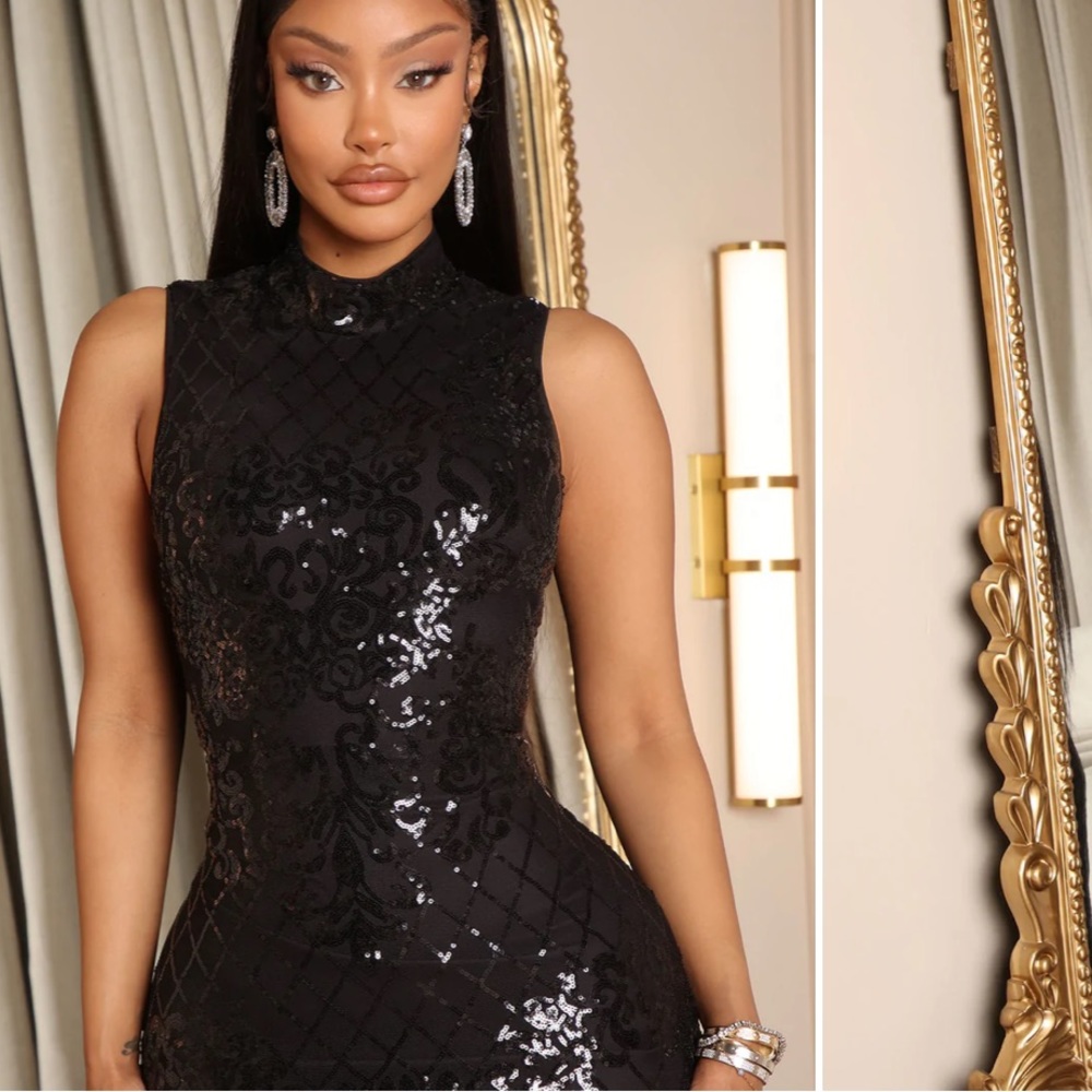 Haiden Sequin Maxi Dress Black size large